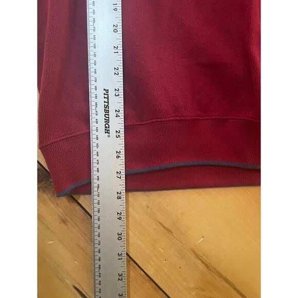 Alexander Julian Colours V-neck Men's Sweater. Deep red. Blue Trim. Size XL - Picture 5 of 5